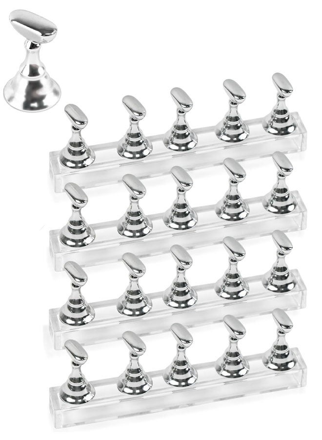 4 Sets Nail Stand for Painting, Sliver Acrylic Nail Holder for Painting Nails, Press on Stand for Beginners, DIY Painting Use, Home  Supplies - Image 1